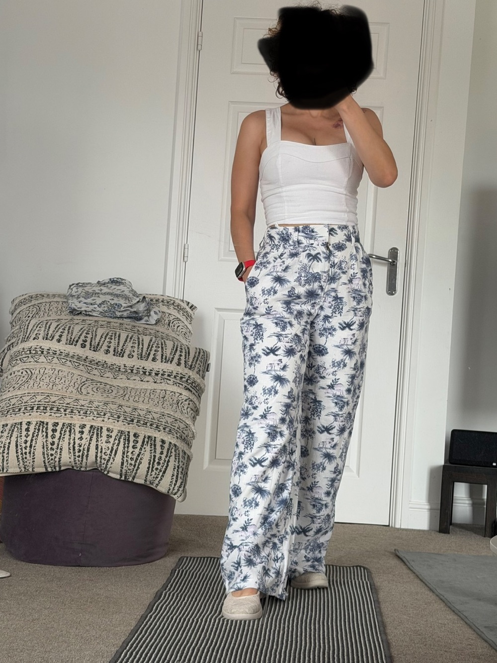 Abercrombie & Fitch Linen Blend Tropical Print Wide Leg Pants Size S